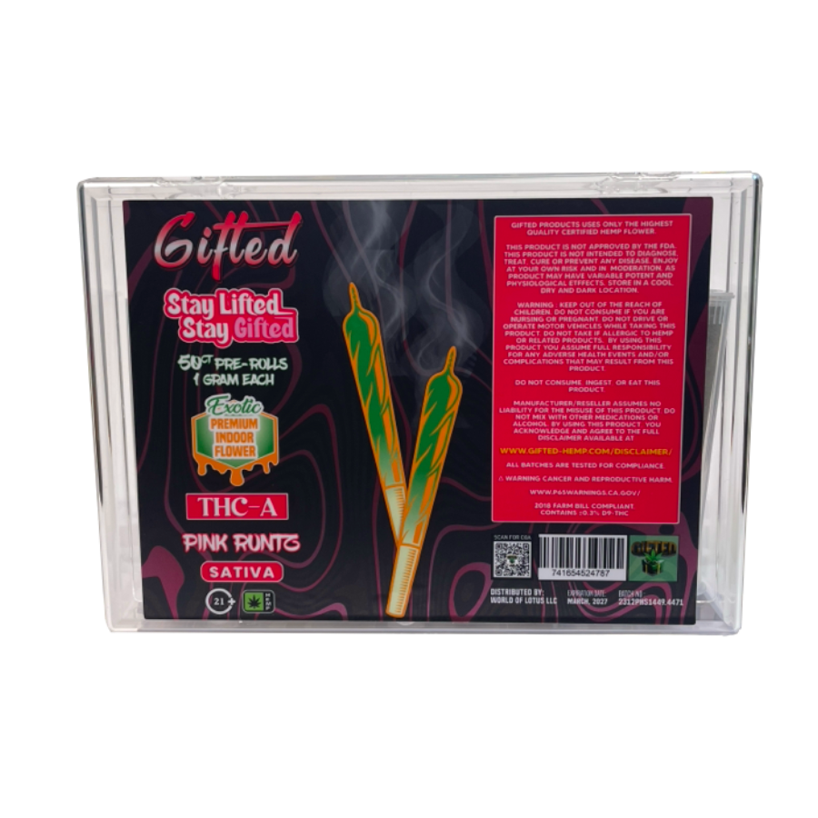 Gifted - THC-A Pre-Rolls 50ct - Pink Runts (Sativa)