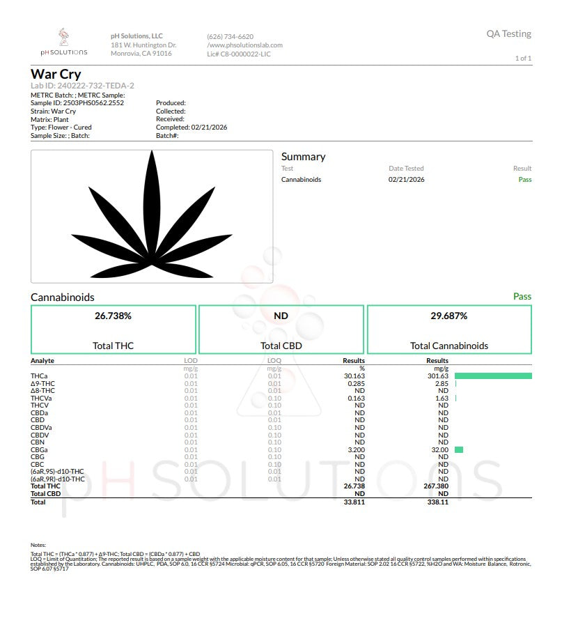 War Cry top shelf Hemp Flower QP