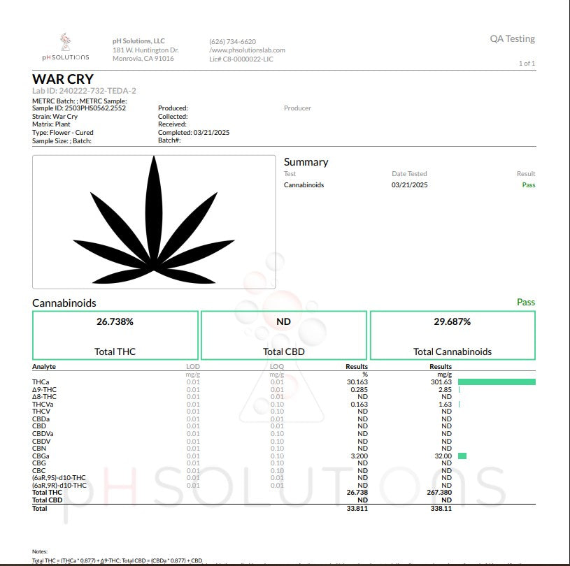 War Cry top shelf flower 5 grams