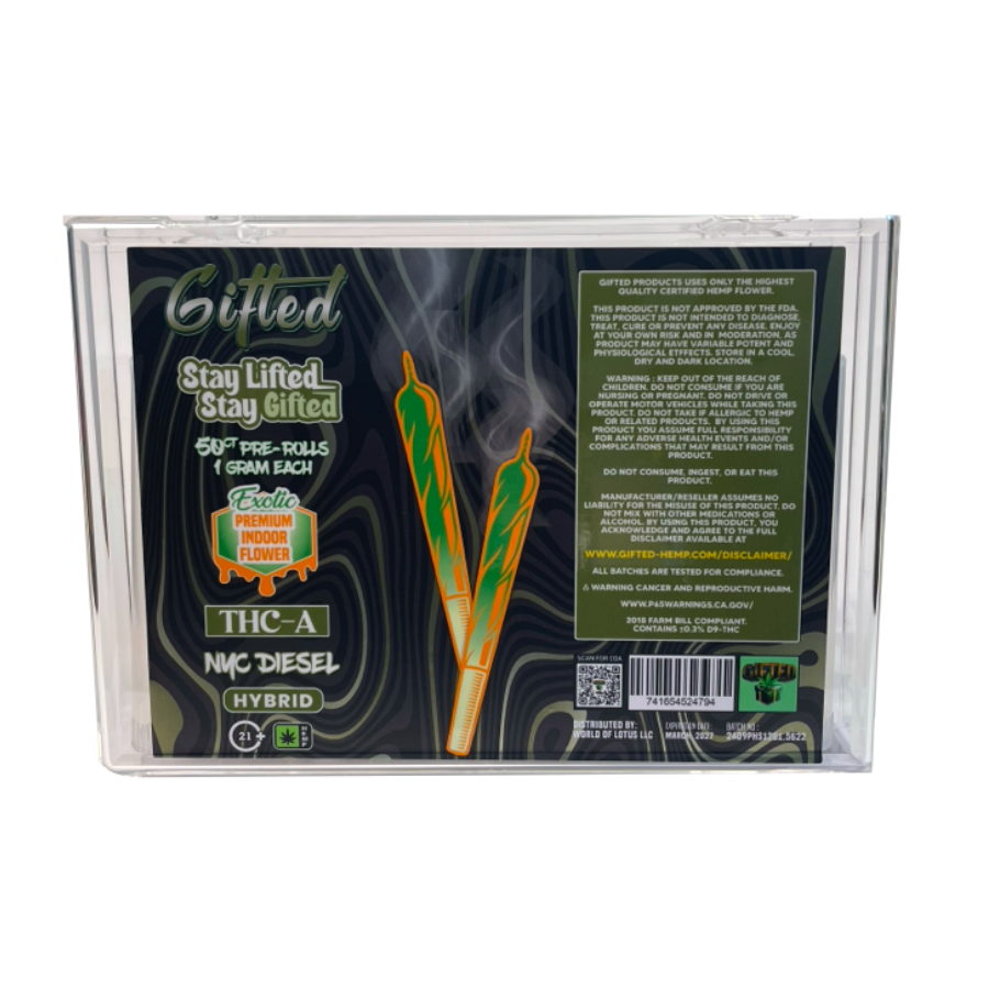 Gifted - THC-A Pre-Rolls 50ct - NYC Diesel (Hybrid)