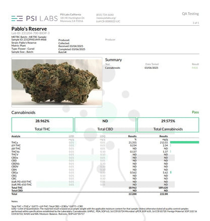 Pablo's Reserve Exotic Hemp Flower by the QP