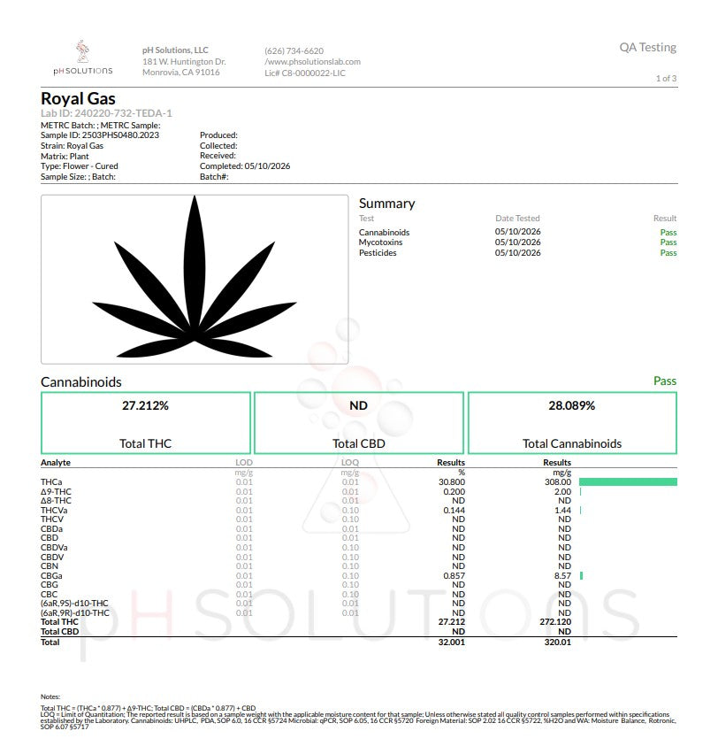 Royal Gas Exotic Hemp Flower by the QP